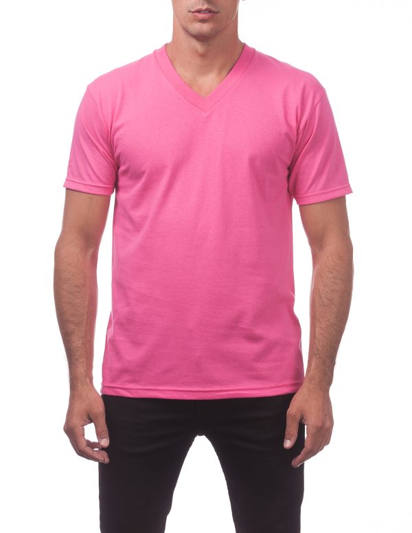 MENS Comfort Short Sleeve V-Neck Tee (Pink)