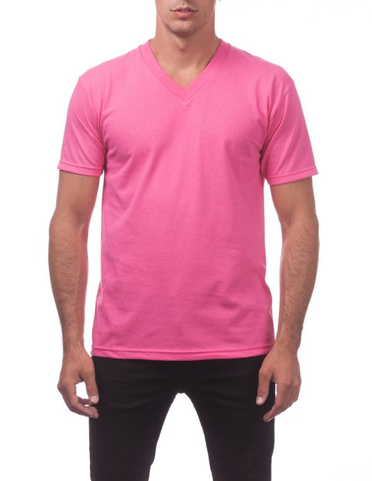 MENS Comfort Short Sleeve V-Neck Tee (Pink)