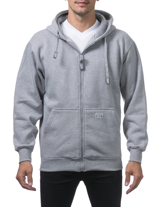 MENS Heavyweight Full Zip Fleece Hoodie(LIGHTGRAY)