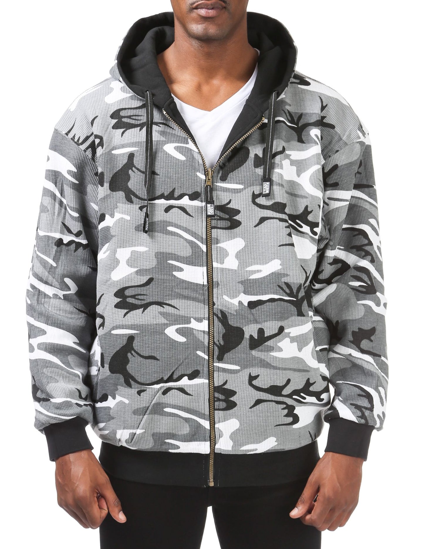 MENS Full Zip Reversible Fleece and Thermal Hoodie (GRAYCAMO)