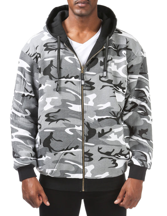 MENS Full Zip Reversible Fleece and Thermal Hoodie (GRAYCAMO)