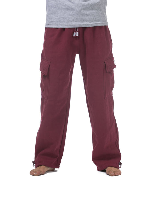 UNISEX Heavyweight Fleece Cargo Pants (RED)
