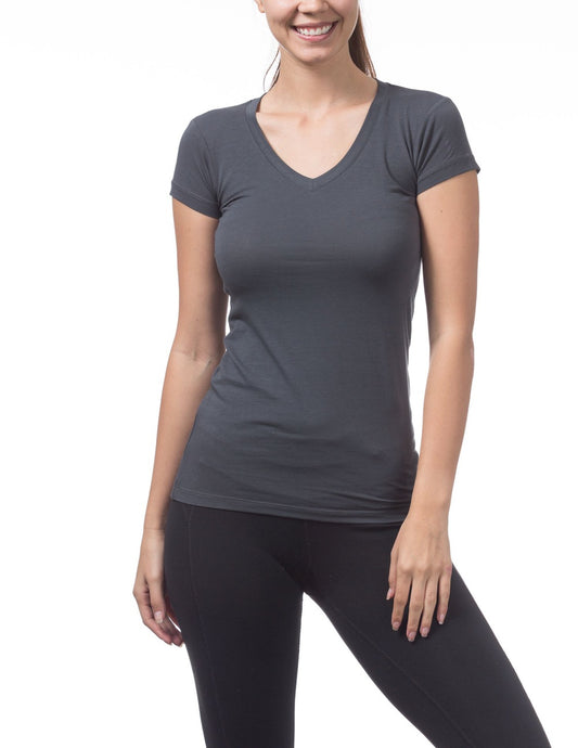 Women’s Short Sleeve V-Neck Tee (CHARCOAL)