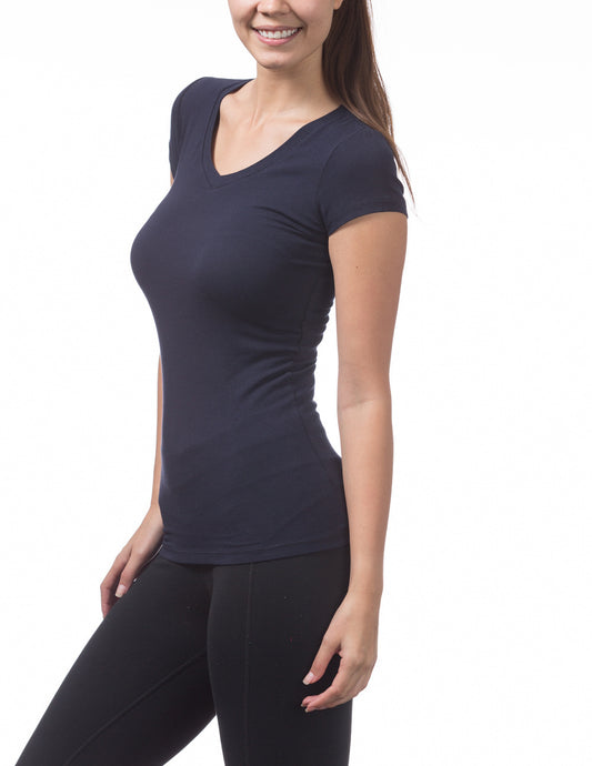 Women’s Short Sleeve V-Neck Tee (NAVYBLUE)