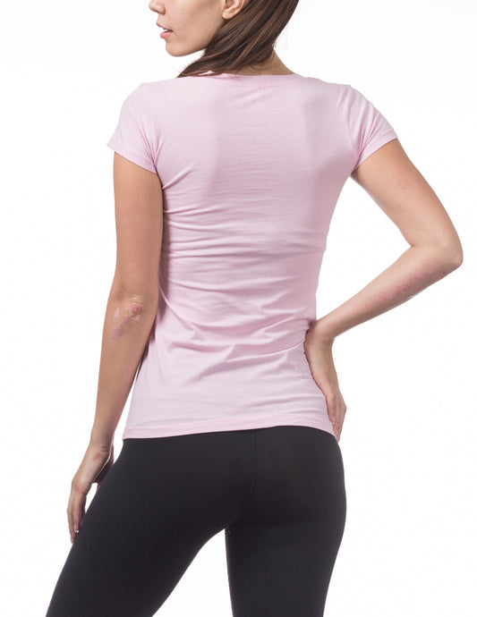 Women’s Short Sleeve V-Neck Tee(PINK)