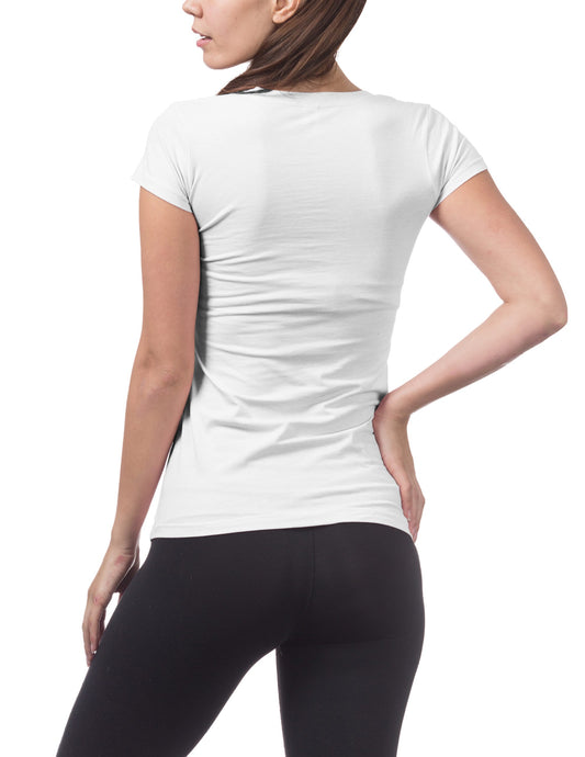 Women’s Short Sleeve V-Neck Tee (WHITE)