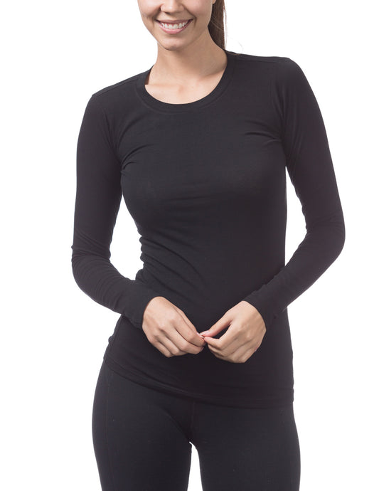 Women’s Long Sleeve Crew Neck Tee (BLACK)