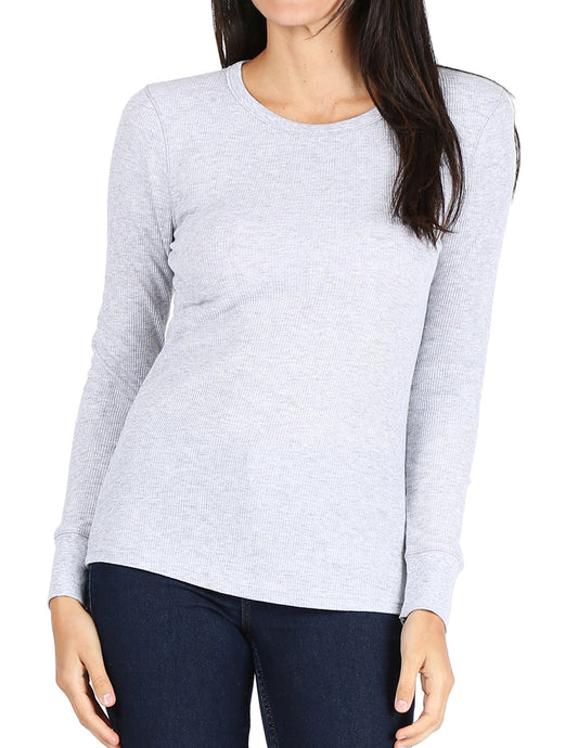 Women’s Long Sleeve Thermal Crew Neck Tee (LIGHTGRAY)